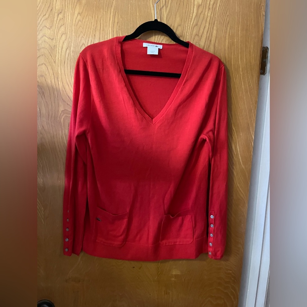 Lacoste Vneck Patch Pocket Pull Over Sweater Eu42… - image 1